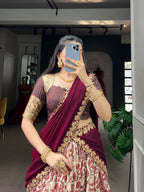Traditional Tasar Silk Printed Lehenga Set | Tulip Designer