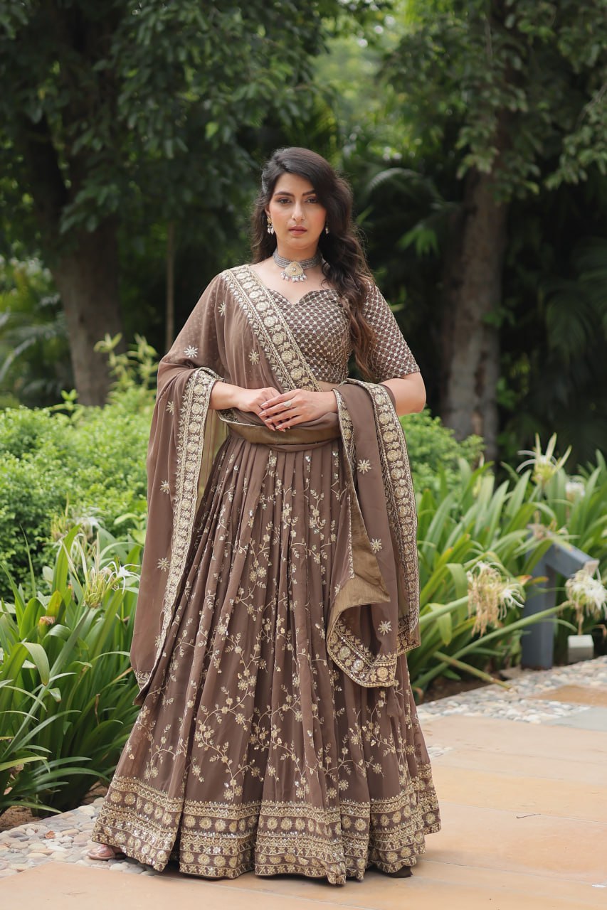 Faux Blooming With Heavy Sequins & Thread Embroidered work Lehenga Choli