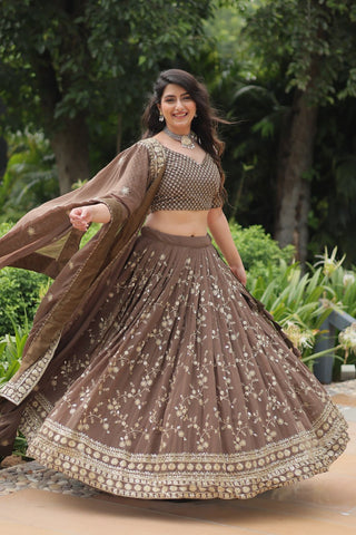 Faux Blooming With Heavy Sequins & Thread Embroidered work Lehenga Choli