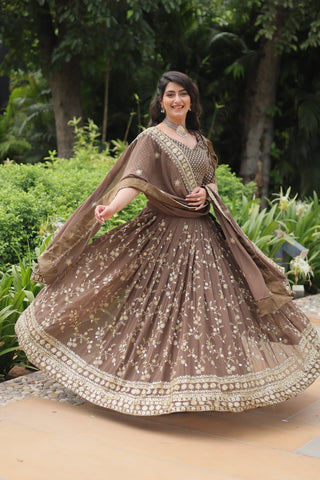 Faux Blooming With Heavy Sequins & Thread Embroidered work Lehenga Choli