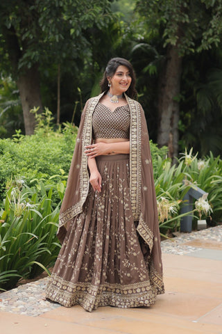 Faux Blooming With Heavy Sequins & Thread Embroidered work Lehenga Choli