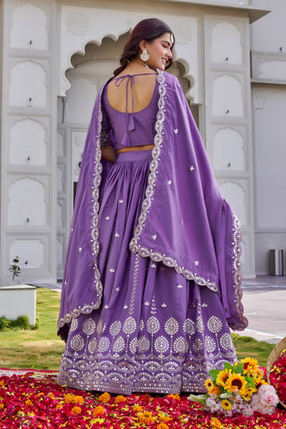 Luxury Crepe Silk Embroidered Lehenga Choli Set with Dupatta