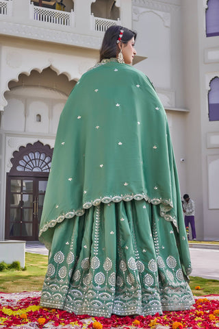 Luxury Crepe Silk Embroidered Lehenga Choli Set with Dupatta