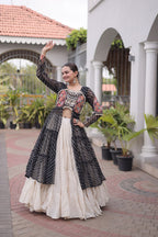 Designer Navratri Kora Cotton Frill Stitch Lehenga with Laheriya Kurti