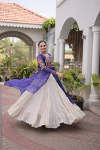 Designer Navratri Kora Cotton Frill Stitch Lehenga with Laheriya Kurti