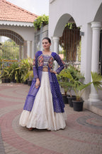 Designer Navratri Kora Cotton Frill Stitch Lehenga with Laheriya Kurti