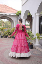 Designer Navratri Kora Cotton Frill Stitch Lehenga with Laheriya Kurti