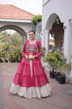 Designer Navratri Kora Cotton Frill Stitch Lehenga with Laheriya Kurti