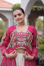 Designer Navratri Kora Cotton Frill Stitch Lehenga with Laheriya Kurti