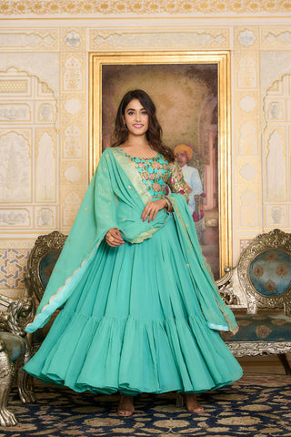 Faux Georgette Readymade Anarkali Suit