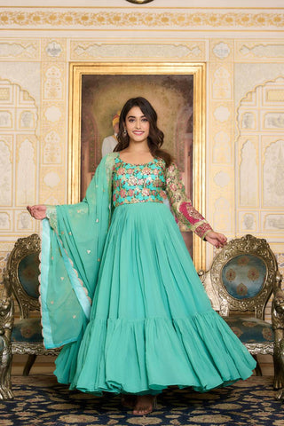 Faux Georgette Readymade Anarkali Suit