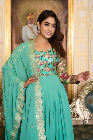 Faux Georgette Readymade Anarkali Suit