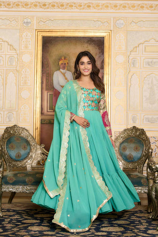 Faux Georgette Readymade Anarkali Suit