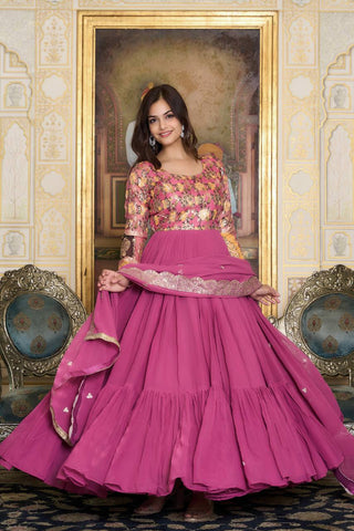 Faux Georgette Readymade Anarkali Suit