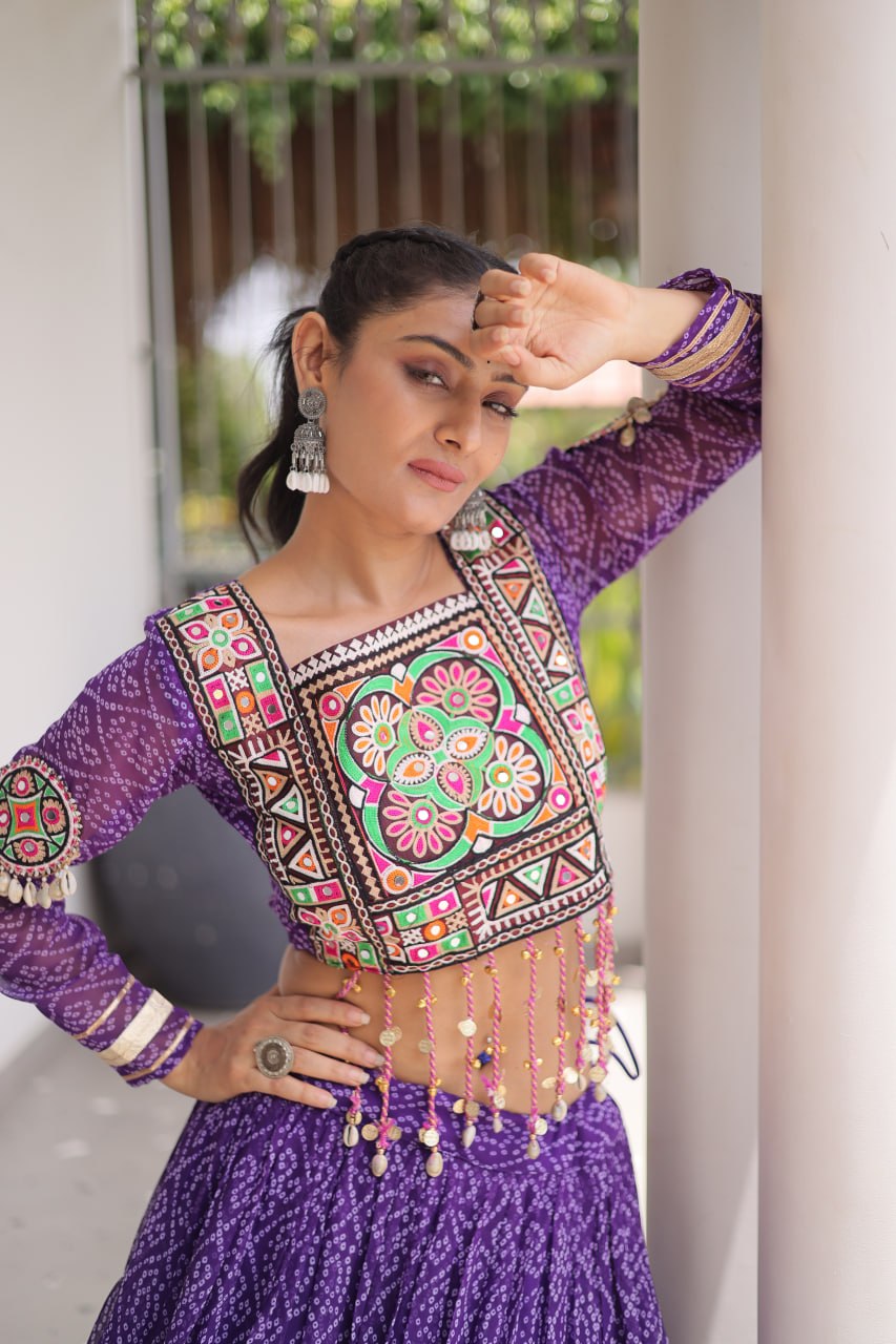 Navratri Festival Faux Georgette Bandhani Print Lehenga Choli