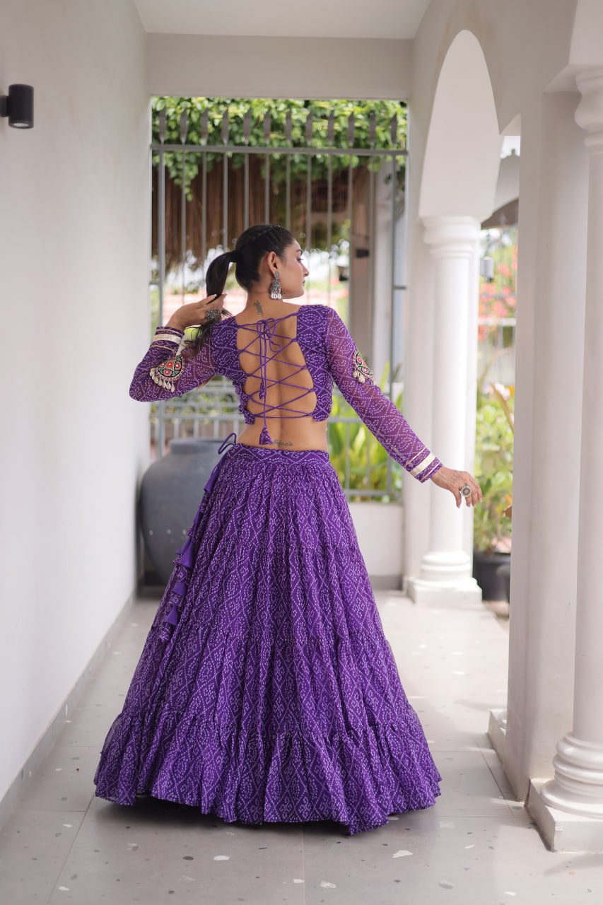 Navratri Festival Faux Georgette Bandhani Print Lehenga Choli