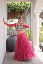 Navratri Festival Faux Georgette Bandhani Print Lehenga Choli