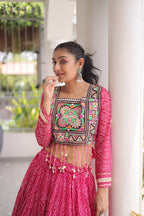 Navratri Festival Faux Georgette Bandhani Print Lehenga Choli