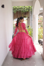 Navratri Festival Faux Georgette Bandhani Print Lehenga Choli
