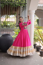 Elegant Rayon Kutchi Patch Work 4 Layered Navratri Gown