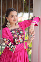 Elegant Rayon Kutchi Patch Work 4 Layered Navratri Gown