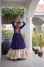 Elegant Rayon Kutchi Patch Work 4 Layered Navratri Gown