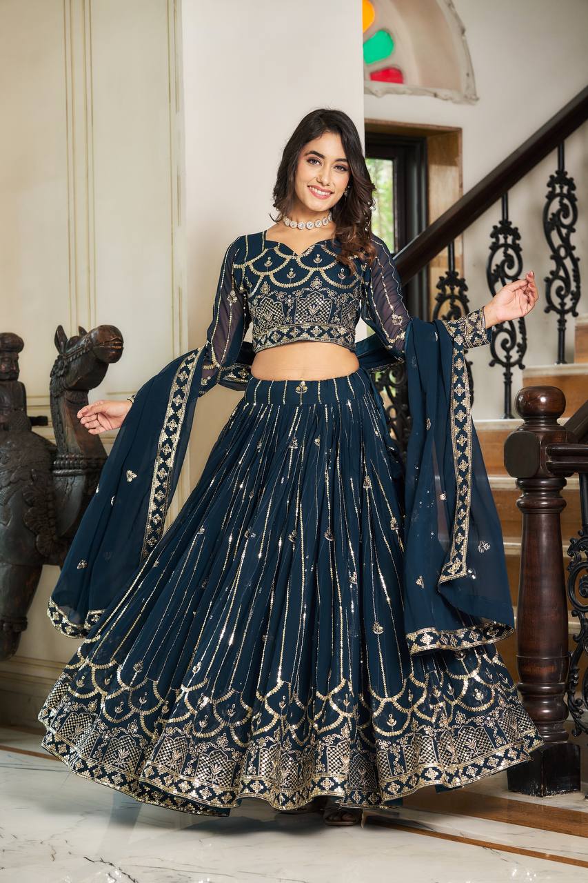 Faux Georgette Readymade Circular Lehenga Choli