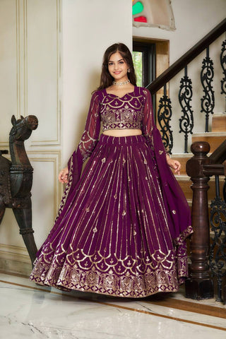 Faux Georgette Readymade Circular Lehenga Choli