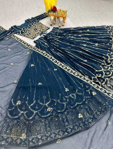 Faux Georgette Readymade Circular Lehenga Choli