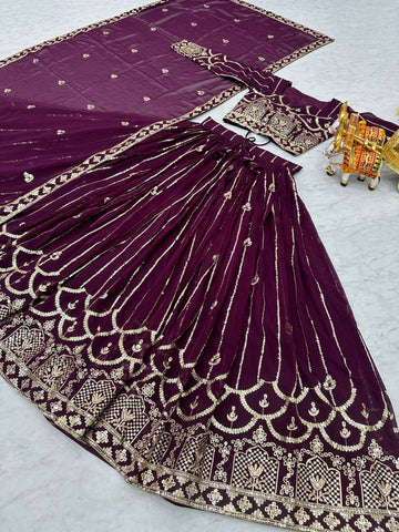 Faux Georgette Readymade Circular Lehenga Choli