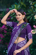 Gopidress Cotton Chanderi Natural Batik Print Lehenga Choli Set