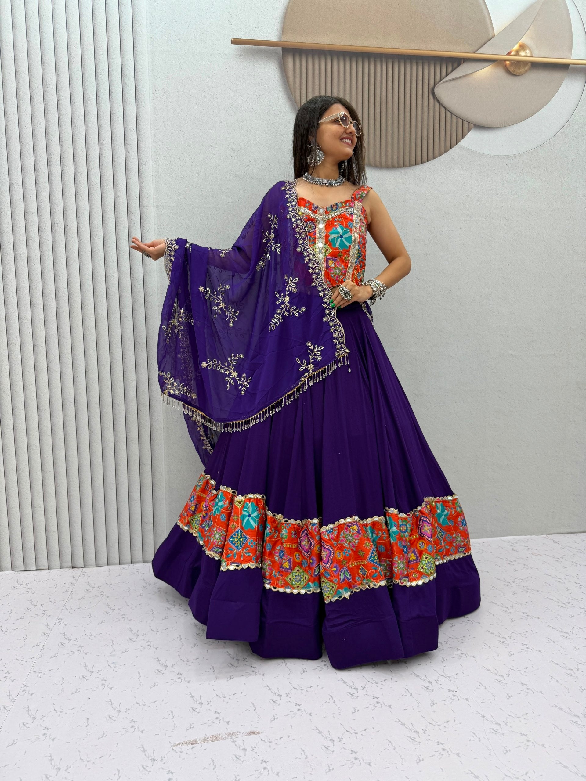 Designer Cotton Mirror Lehenga Set | Tulip Designer