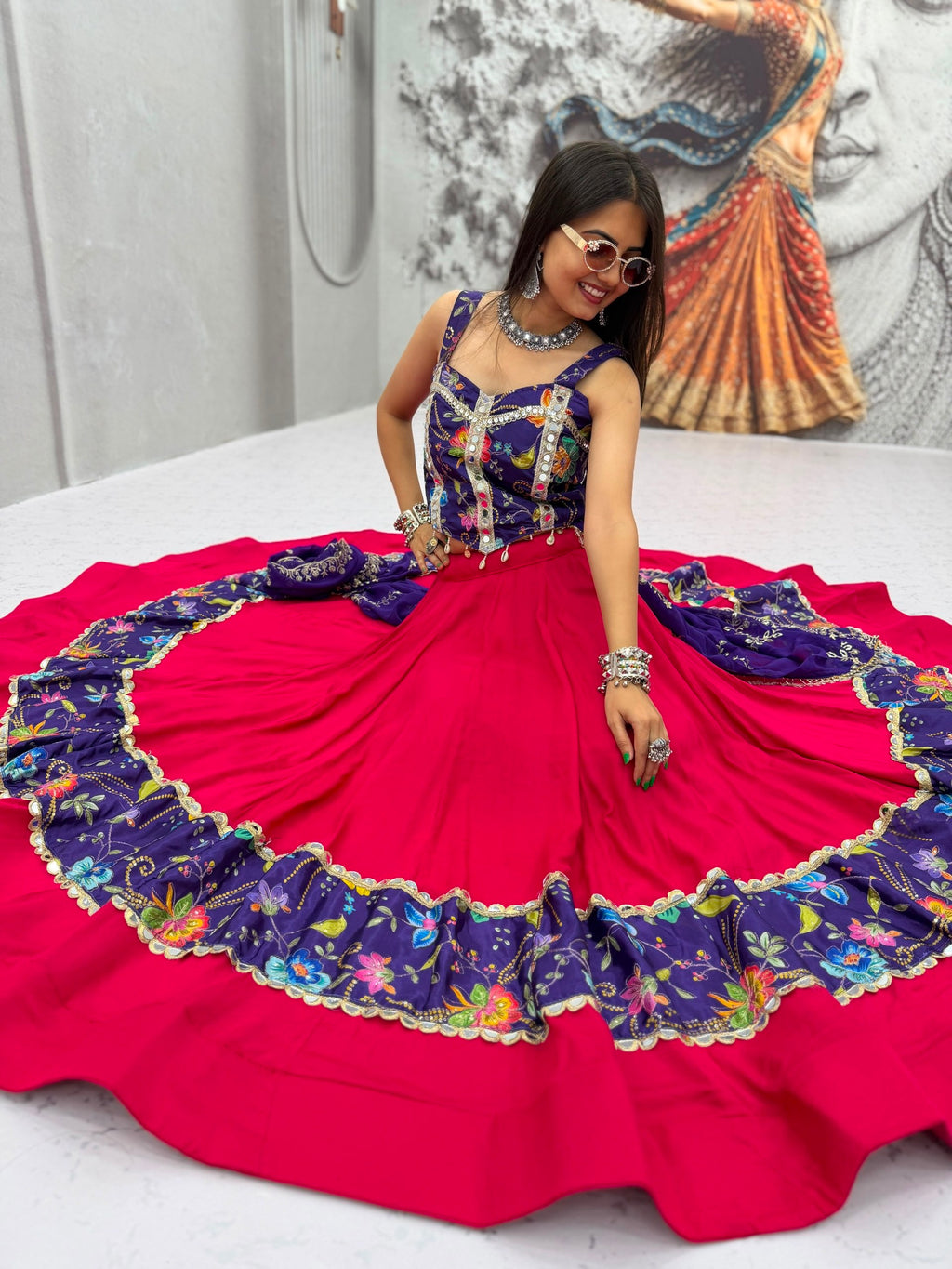 Designer Cotton Mirror Lehenga Set | Tulip Designer