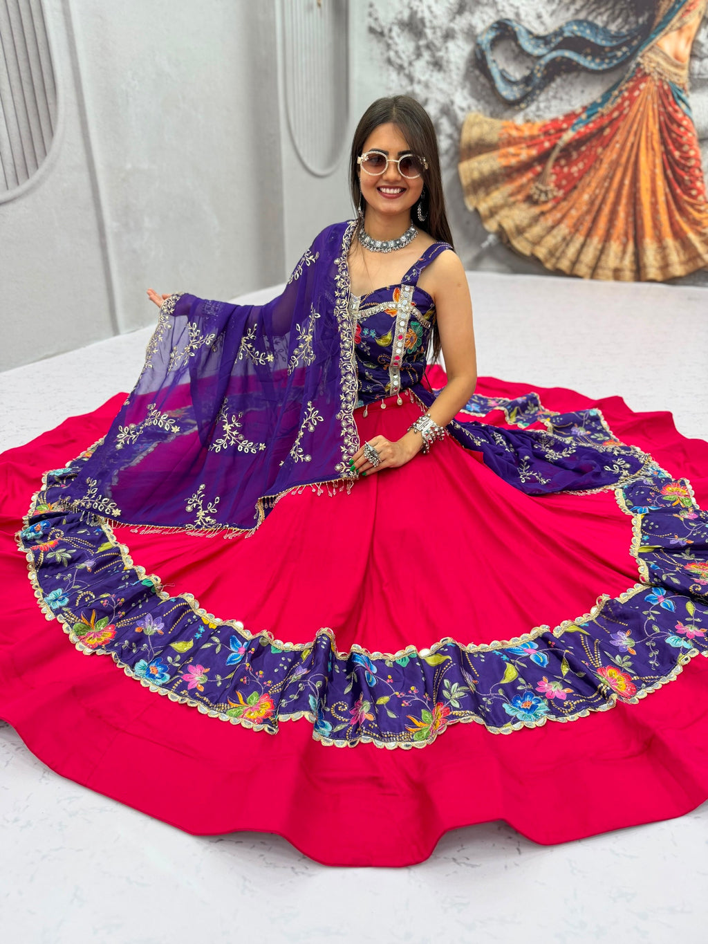 Designer Cotton Mirror Lehenga Set | Tulip Designer