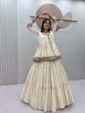 Off White Cotton Lehenga Kediyu Set | Tulip Designer