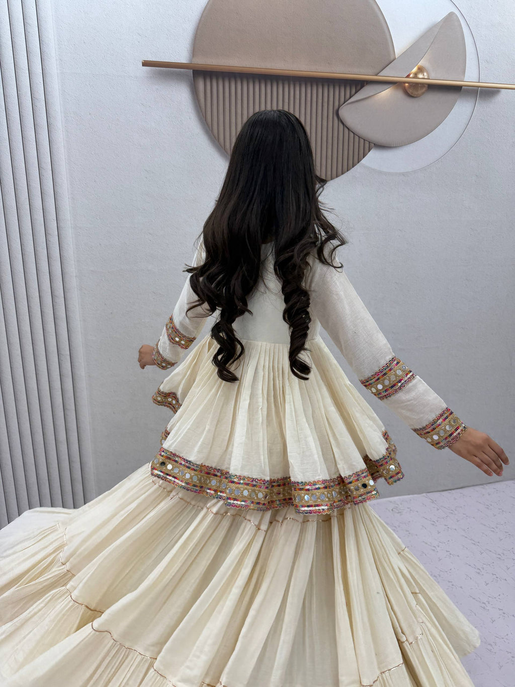 Off White Cotton Lehenga Kediyu Set | Tulip Designer