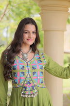 Festive Kora Cotton Gota Patti Real Mirror Work Gown