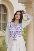 Festive Kora Cotton Gota Patti Real Mirror Work Gown