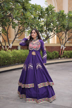 Navratri Kora Cotton Real Mirror Work Lehenga Shrug Set