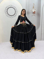 Navratri Black Cotton Lehenga Set | Tulip Designer