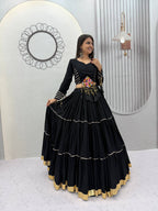 Navratri Black Cotton Lehenga Set | Tulip Designer