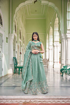 Festive Gold Crush Embroidery Sequin Lehenga Set | Tulip Designer