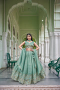Festive Gold Crush Embroidery Sequin Lehenga Set | Tulip Designer