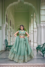 Festive Gold Crush Embroidery Sequin Lehenga Set | Tulip Designer