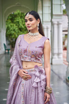 Festive Gold Crush Embroidery Sequin Lehenga Set | Tulip Designer