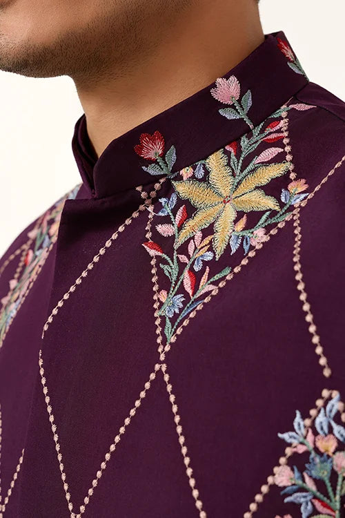 Premium Purple Koti Kurta Pajama for Wedding Wear