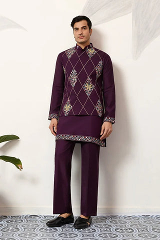 Premium Purple Koti Kurta Pajama for Wedding Wear