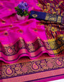 Prominent Pink Banarasi Silk Saree With Blissful Blouse Piece