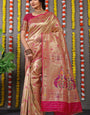 Delightful Dark Pink Paithani Silk Saree With Invaluable Blouse Piece