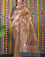 Desirable Rama Paithani Silk Saree With Invaluable Blouse Piece